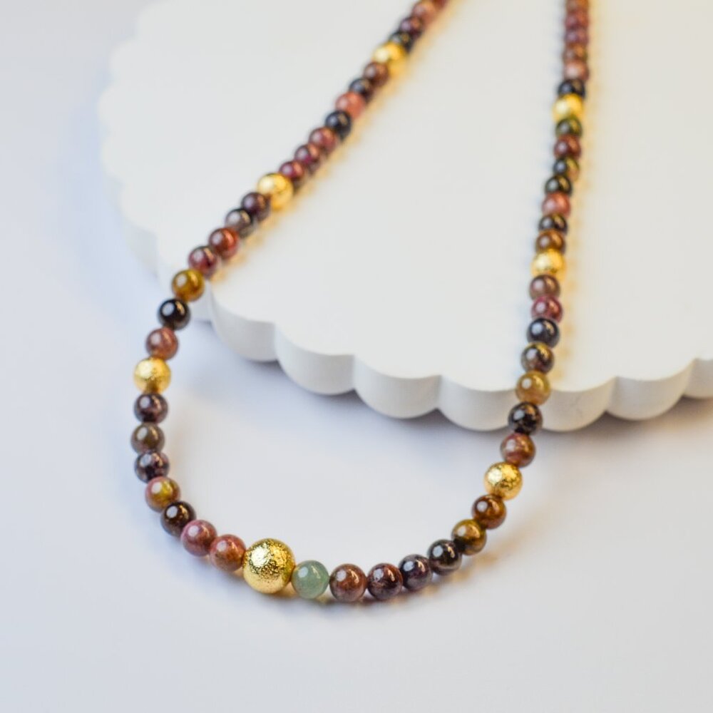 Tourmaline & Gold Accent Necklace 15-17"